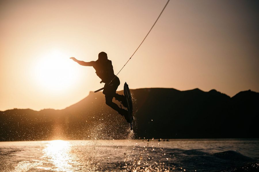 Travel nurse wakeboarding at the beach in Florida