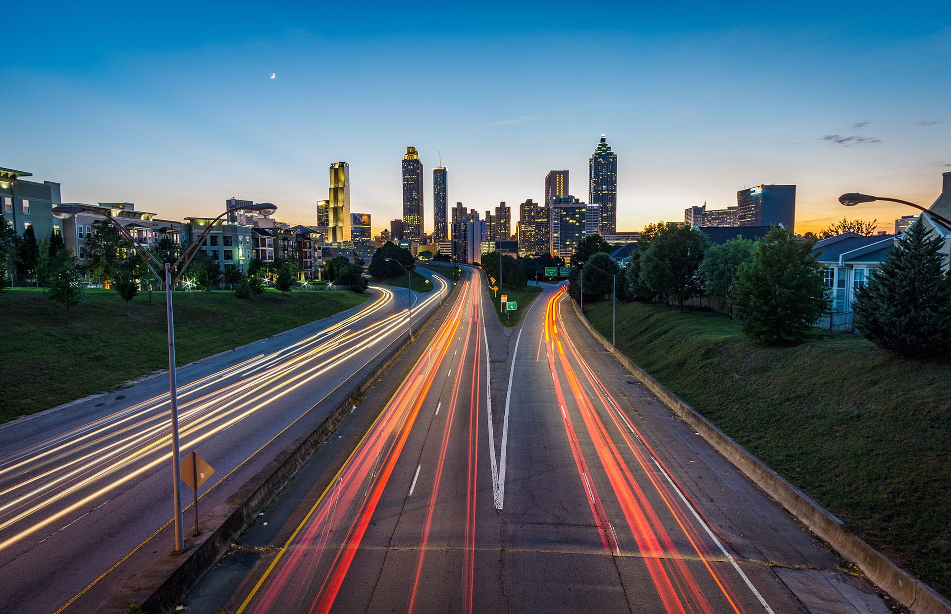 Sunset over the city of Atlanta Georgia