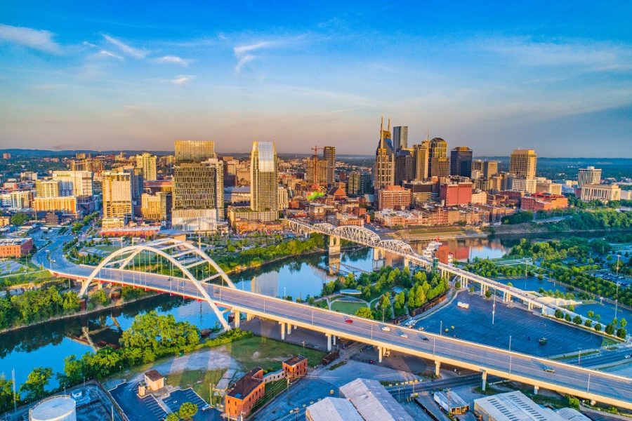 downtown nashville tennessee usa aerial