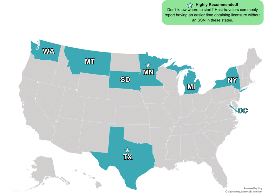 Highly recommended states for Canadian traveler nurses to work in the United States.